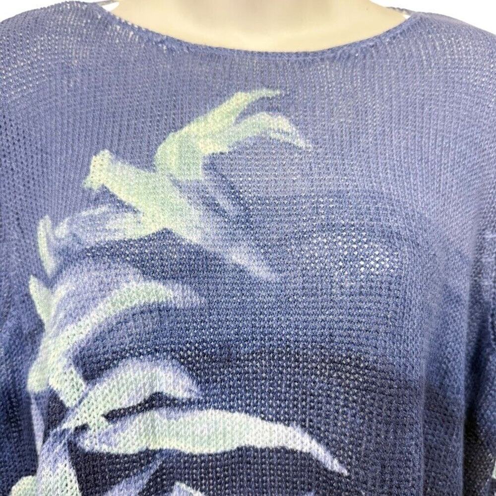 Chico's Blue Floral Print Lightweight Sweater Top - Picture 5 of 15